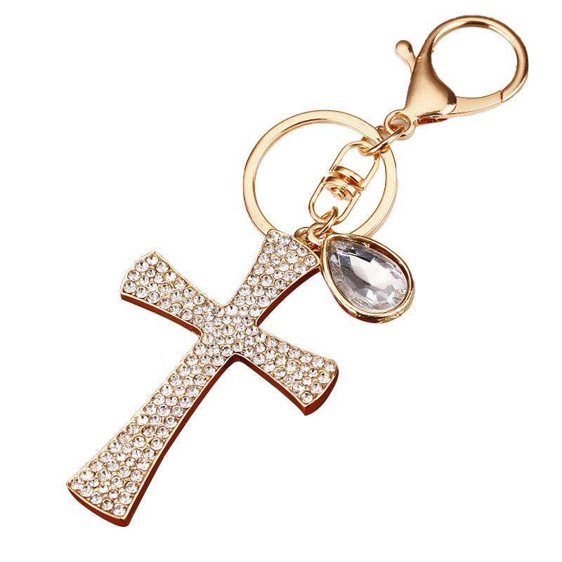 Wholesale Diamond Inlaid Christmas Snowflake Metal Keychain